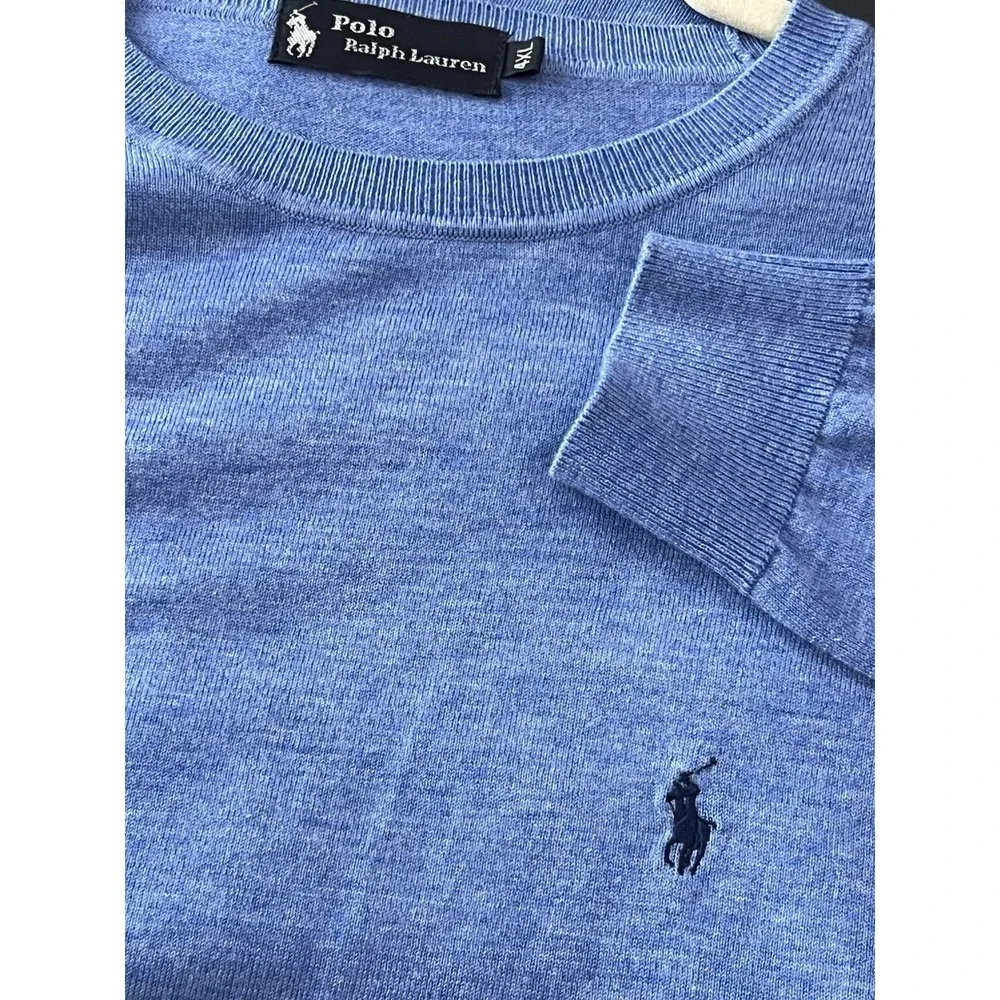 Polo Ralph Lauren Old Money Crewneck Sweater Mens 4XL Blue Wool Cashmere Preppy